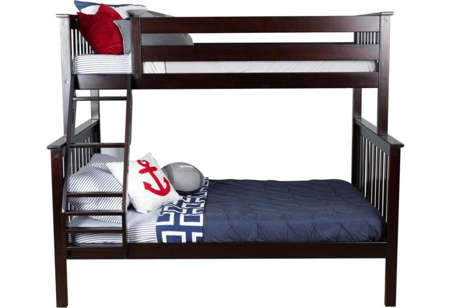 Twin Over Full Bunk Bed All Wood in Espresso